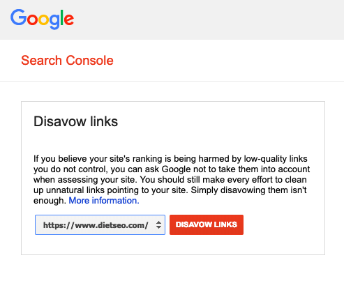 Disavow Links Tool in Google Search Console